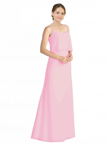 Cheap Spaghetti Straps A-Line Chiffon Bridesmaid Dress Low Back Canada