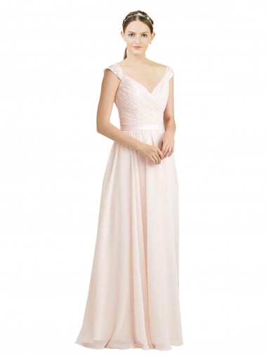 Cheap Sweetheart A-Line Chiffon Bridesmaid Dress with Ruched Lace Bodice Canada