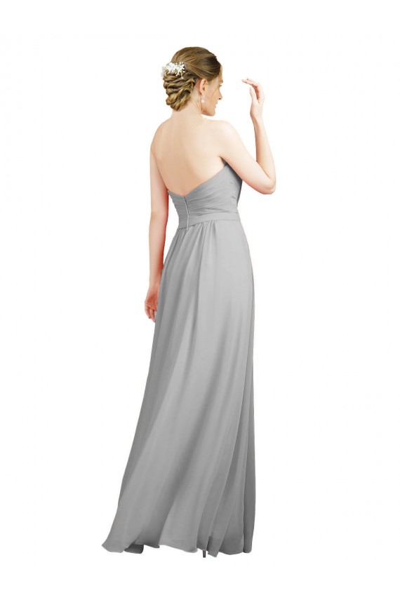 Cheap Sweetheart Strapless Draped Long Chiffon Bridesmaid Dress Canada