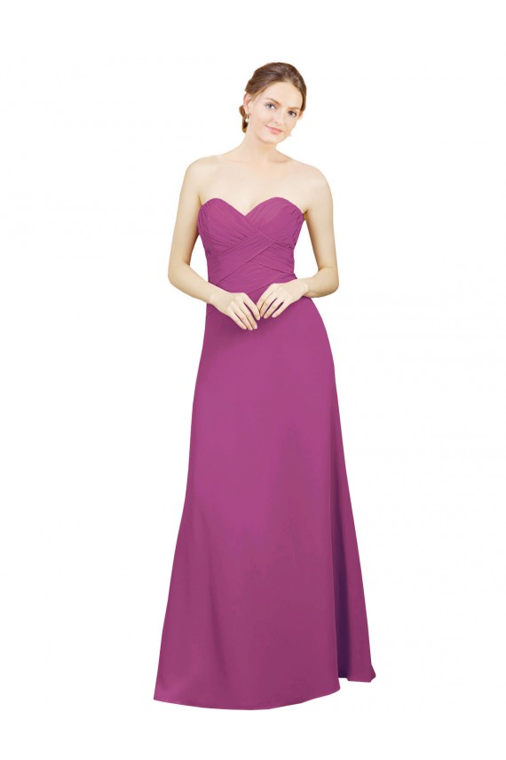 Cheap Sweetheart Neckline Pleated Chiffon Bridesmaid Dress with Low Back Canada