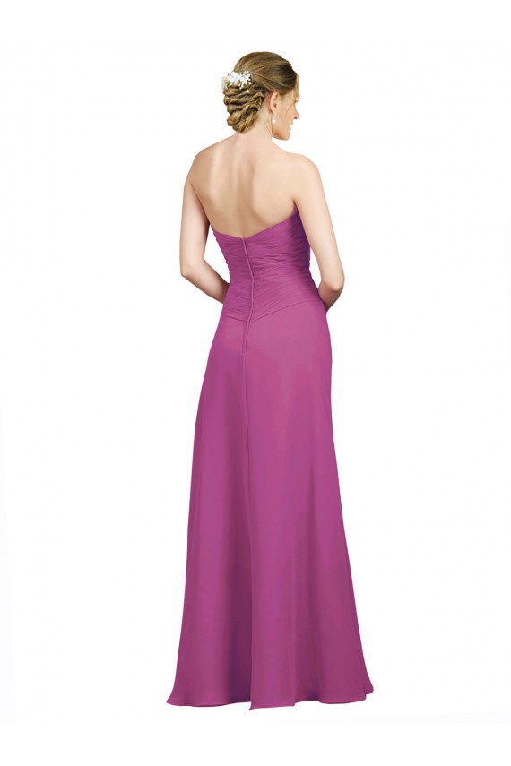 Cheap Sweetheart Neckline Pleated Chiffon Bridesmaid Dress with Low Back Canada