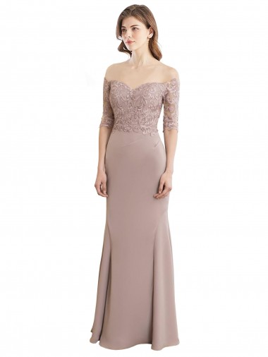 Cheap Sweetheart Neckline Long Sleeves Lace Bridesmaid Dress Canada