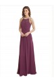 Cheap High Neckline Long Chiffon Bridesmaid Dress with Beaded Trim Canada