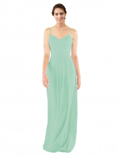 Cheap Classic Long Chiffon Bridesmaid Dress with V-Neck Canada