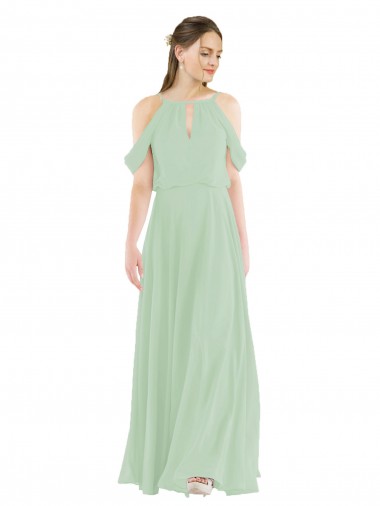 Cheap Off-the-Shoulder Long Chiffon Beachy Bridesmaid Dress Canada