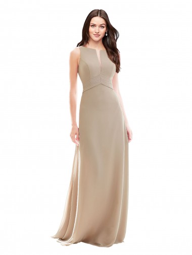 Cheap Elegant Bridesmaid with High Neckline and Illusion V-Neck Canada