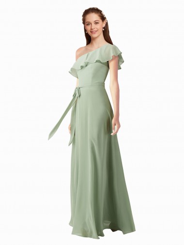 Cheap Chiffon Bridesmaids Dress with Ruffles Flutter Sleeves Canada