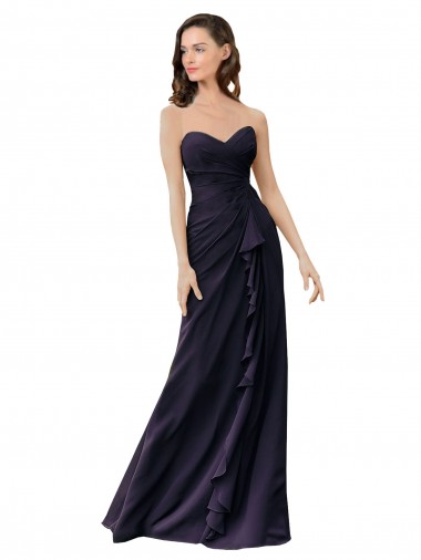 Cheap Strapless Chiffon Bridesmaids Dress with Sweetheart Neckline Canada