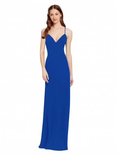 Cheap Chiffon Bridesmaid Dress with Deep V-Neck and Spaghetti Straps Canada