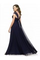 Cheap Chiffon Bridesmaid Dress with Rouched Draped Bodice and Watteau Back Canada