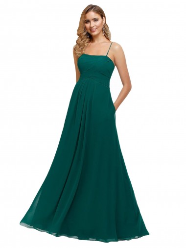 Cheap Chiffon Bridesmaid Dress with Pleated Bodice and Straps Canada