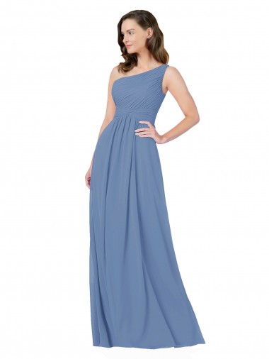 Cheap Pleated One Shoulder Chiffon Bridesmaid Dress Canada