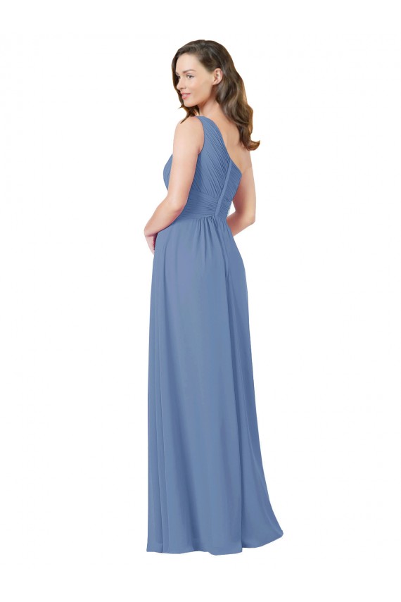 Cheap Pleated One Shoulder Chiffon Bridesmaid Dress Canada