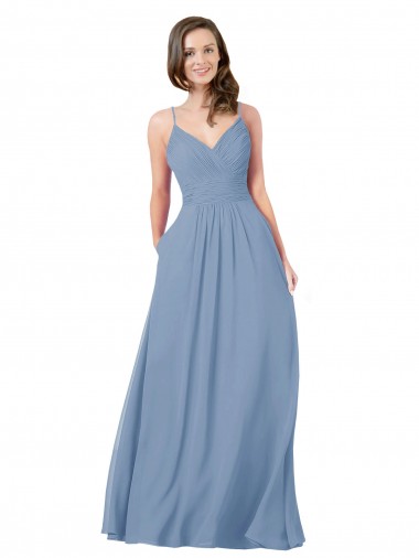 Cheap A-Line Ruched V-Neckline Chiffon Bridesmaid Dress Canada