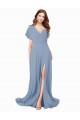 Cheap Chiffon Bridesmaid Dress with Flutter Sleeves and Front Slit Canada