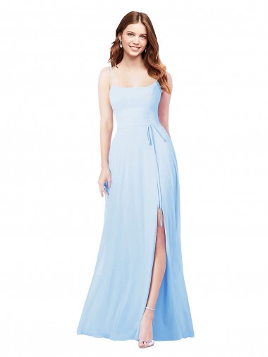 Cheap Chiffon Bridesmaid Dress with Tie Sash and Side Slit Canada