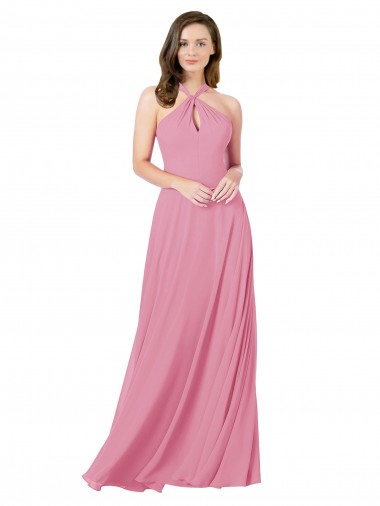 Cheap Chiffon Bridesmaid Dress with Keyhole Front Canada