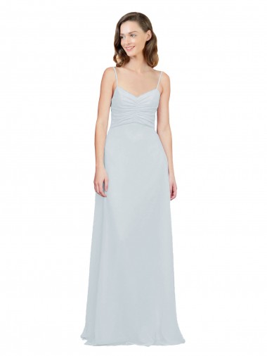 Cheap Slim A-Line Chiffon Bridesmaid Dress with Spaghetti Strap Gathered Bodice Canada