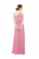 Cheap Sleeved One Shoulder Chiffon Bridesmaids Dress with Draped Ruffle Overlay Canada