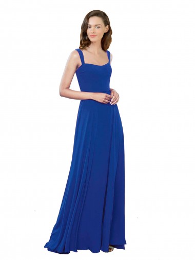 Cheap Square Neck A-Line Long Floor Length Chiffon Bridesmaid Dress Canada