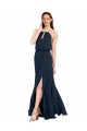 Cheap Grecian Style Halter Chiffon Bridesmaid Dress with Keyhole and Slit Canada