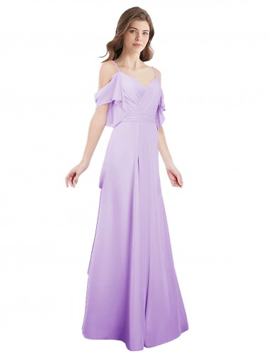 Cheap Chiffon Bridesmaid Dress with Draped Sweetheart Bodice and Off The Shoulder Flounces Canada