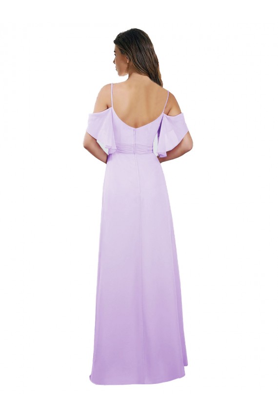 Cheap Chiffon Bridesmaid Dress with Draped Sweetheart Bodice and Off The Shoulder Flounces Canada