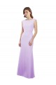 Cheap Chiffon Column Bridesmaid Dress with High Round Neckline and Cap Sleeves Canada