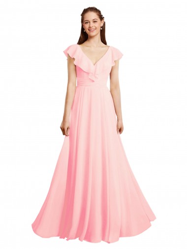 Cheap Chiffon A-Line Dress with Full Circle Skirt and Gathered Waistband Canada