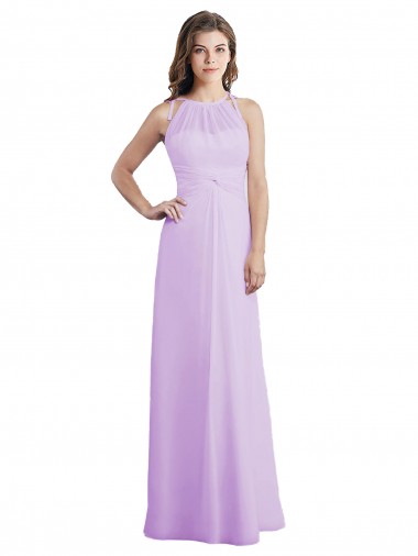 Cheap Sweetheart Long Chiffon Bridesmaid Dress with Halter Straps Canada