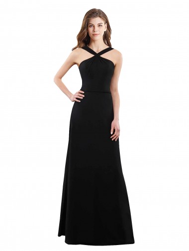 Cheap Chiffon A-Line Bridesmaid Dress with Criss Cross Halter Top Canada