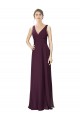 Cheap Long Chiffon Bridesmaid Dress with Ruched Criss Cross V-Neck Bodice Canada