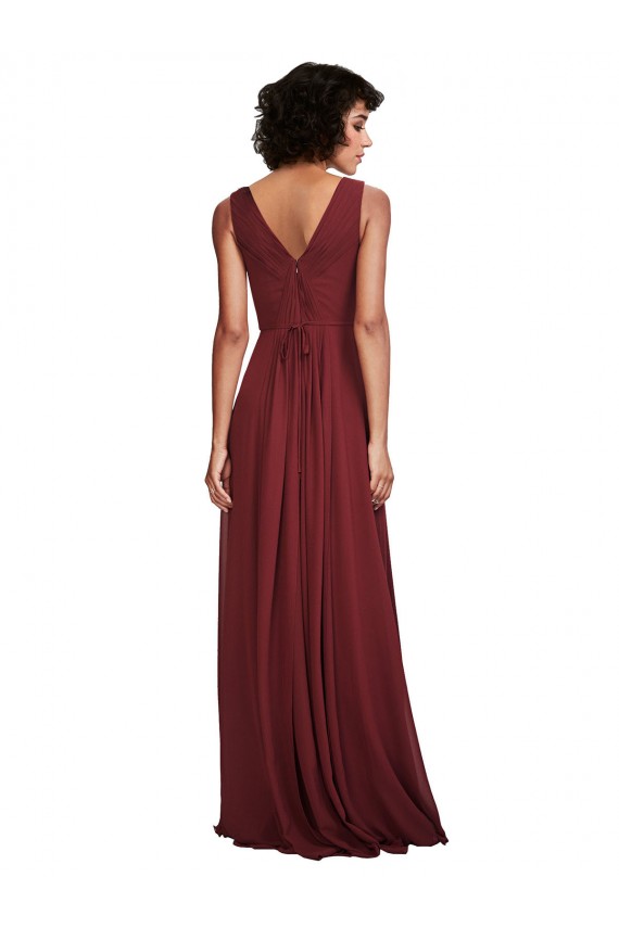 Cheap Sleeveless V-Neck Pleated Chiffon Bridesmaid Dress Canada