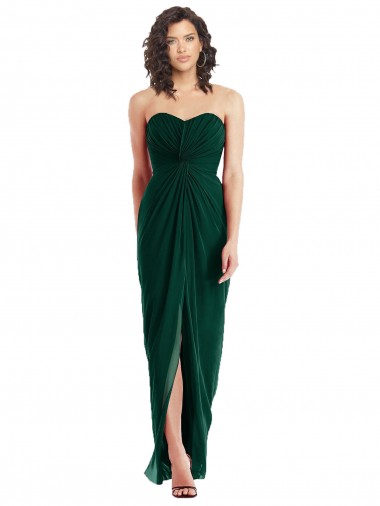 Cheap Twist Front Draped Chiffon Bridesmaid Dress with Slit Canada