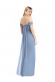 Cheap Full Length Draped Off the Shoulder Maxi Bridesmaid Dress with Shirred Streamer Canada