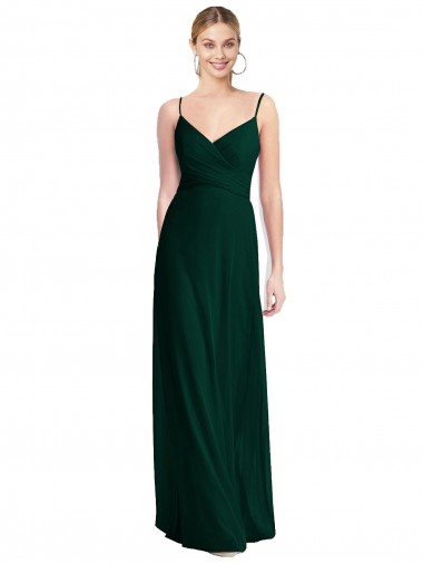 Cheap Wide V-Neck Long Spaghetti Strap Chiffon Bridesmaid Dress Canada