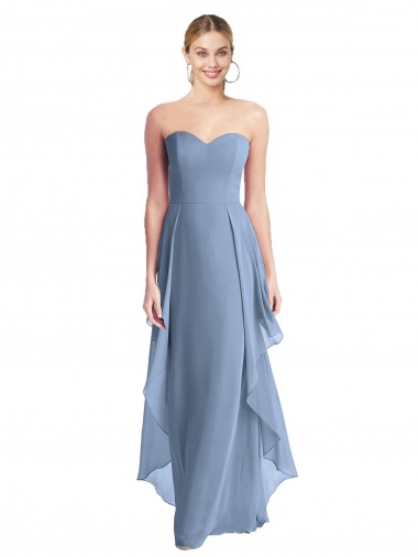 Cheap Strapless Chiffon Bridesmaid Dress with Skirt Overlay Canada