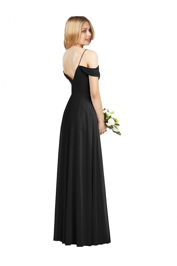 Cheap Cold-Shoulder V-Back Chiffon Maxi Bridesmaid Dress Canada