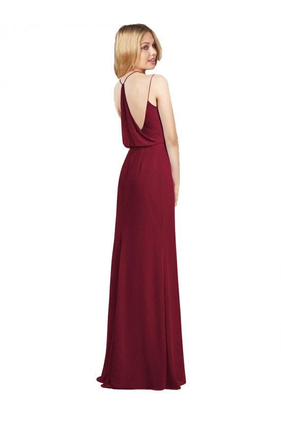 Cheap Full Length Draped Blouson Back Chiffon Maxi Bridesmaid Dress Canada