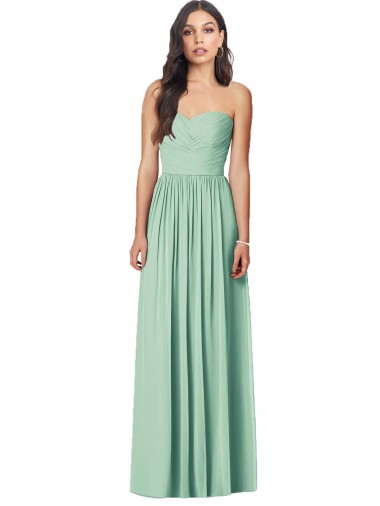 Cheap Draped Sweetheart Strapless Long Chiffon Bridesmaid Dress Canada