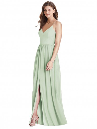 Cheap Criss Cross Strap Backless Maxi Long Chiffon Bridesmaid Dress Canada