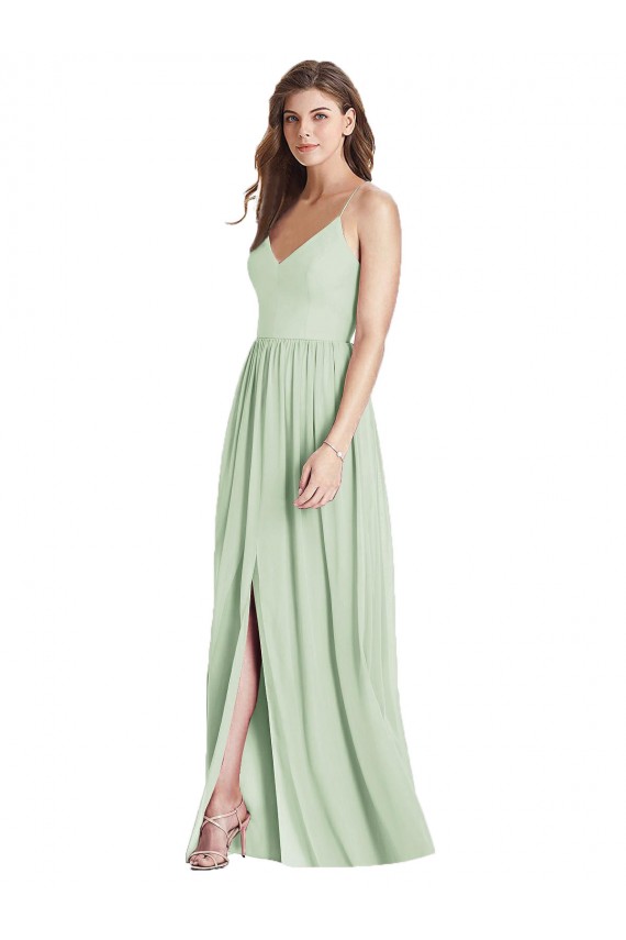 Cheap Criss Cross Strap Backless Maxi Long Chiffon Bridesmaid Dress Canada