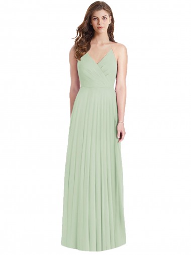 Cheap Ruffled Strap Cutout Wrap Maxi Chiffon Bridesmaid Dress Canada