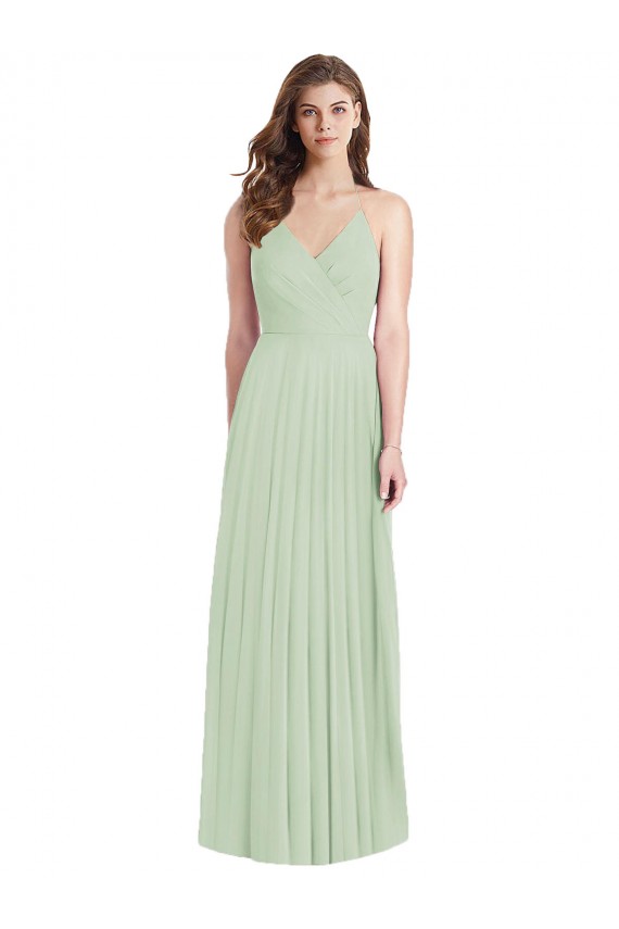 Cheap Ruffled Strap Cutout Wrap Maxi Chiffon Bridesmaid Dress Canada