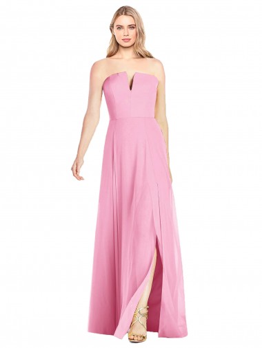 Cheap Strapless Notch Chiffon Maxi Bridesmaid Dress Canada