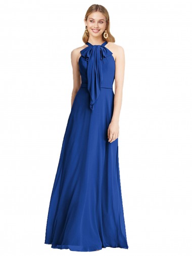 Cheap Plunging V-Back Long Full Length Chiffon Bridesmaid Dress Canada