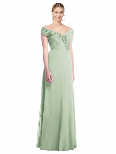 Cheap Draped Off the Shoulder Lux Chiffon Bridesmaid Dress Canada