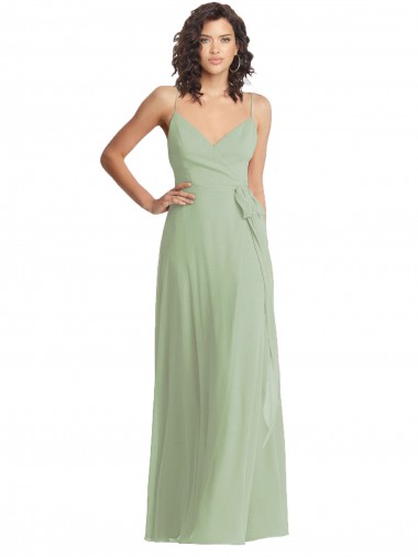 Cheap V-Neck Low Back Maxi Wrap Chiffon Bridesmaid Dress Canada