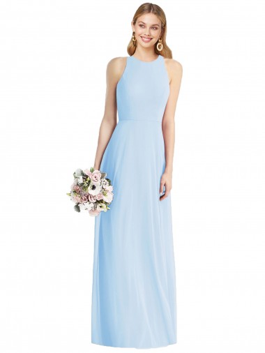 Cheap Sleeveless Halter Chiffon Maxi Bridesmaid Dress Canada