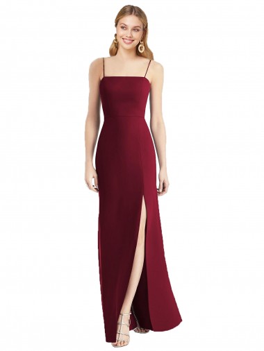 Cheap Tie-Back Cutout Trumpet Chiffon Bridesmaid Dress with Front Slit Canada